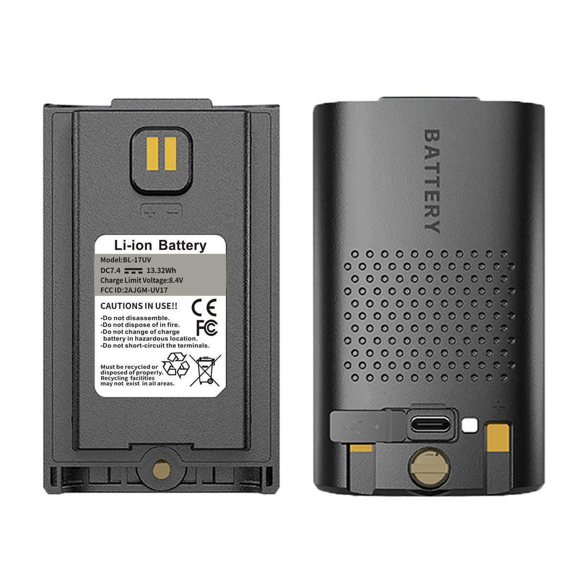 Batería BAOFENG 1800 mAh con Carga USB-C – Repuesto para UV-17R, UV-17 Pro y más