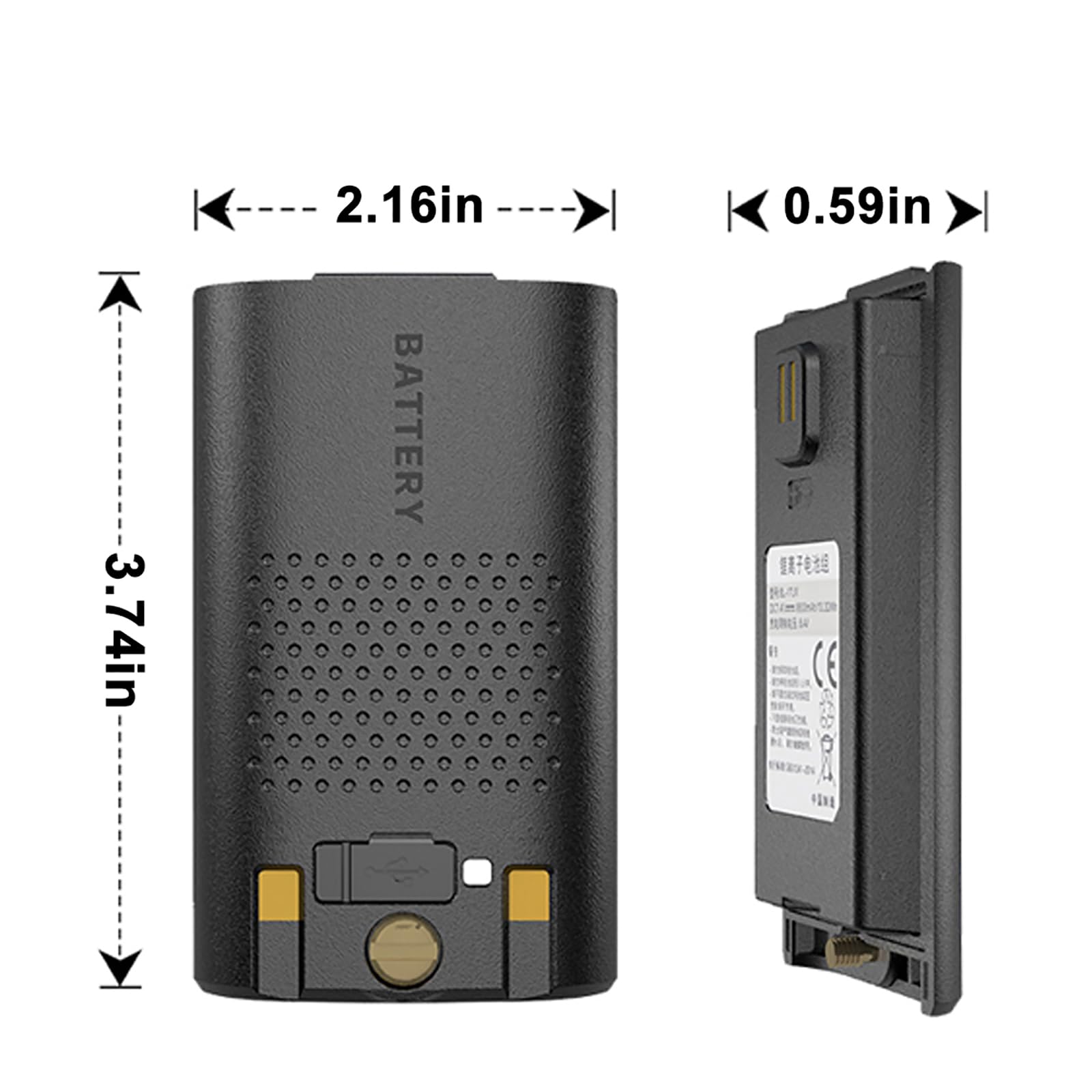 Batería BAOFENG 1800 mAh con Carga USB-C – Repuesto para UV-17R, UV-17 Pro y más