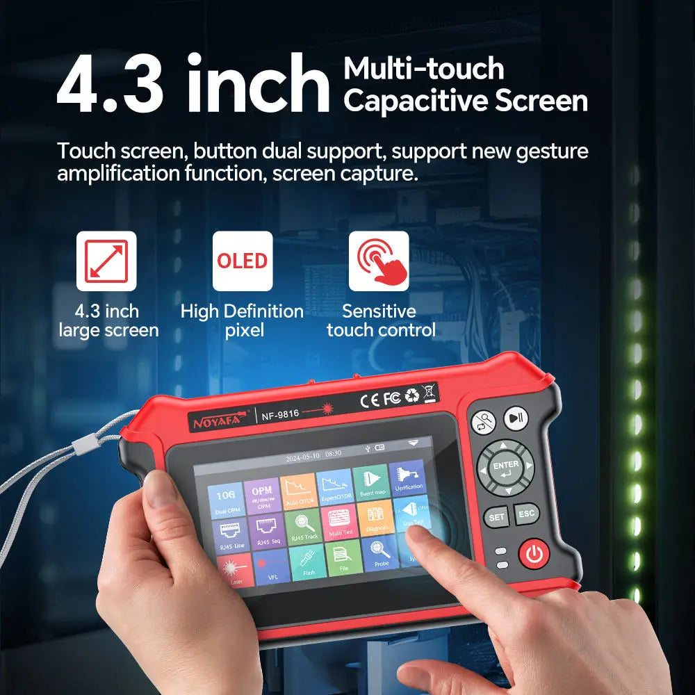 Professional Fiber Network Analyzer | OTDR Tester 10G Ethernet, Dual OPM, VFL RJ45 Interface