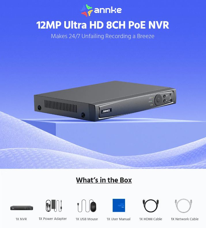 ANNKE 12MP 8CH NVR H.265 PoE
