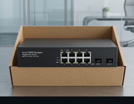 Switch de Fibra Óptica POE industrial 8 puertos