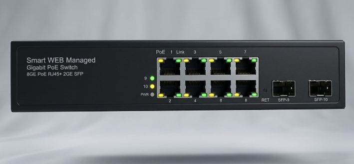 Switch de Fibra Óptica POE industrial 8 puertos