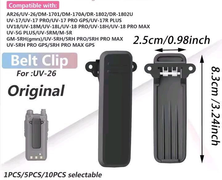 Clip de Cinturón Original BAOFENG Compatible con Múltiples Modelos.